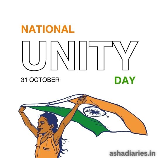 Promotional Graphic for National Unity Day Featuring a Woman Holding the Indian Flag, with the Event Date, 31 October, Prominently Displayed.