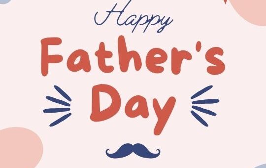 a Festive Graphic with the Text "happy Father's Day" Prominently Centered. Above the Text, a Playful Mustache Graphic is Displayed, While Decorative Bursts Flank the Words on Either Side, Symbolizing Celebration. the Background is a Pastel Palette with Abstract Shapes and Whimsical Stars, Contributing to a Cheerful and Celebratory Mood.