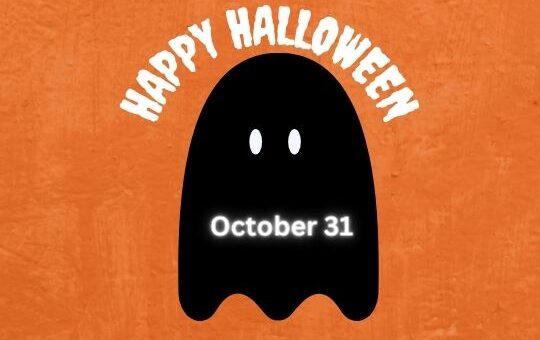 the Image Features a Cute, Simplistic Design of a Ghost with the Text "happy Halloween" and the Date "october 31" Highlighted on Its Body, Set Against a Warm Orange Background. This Design Effectively Combines the Festive Spirit of Halloween with a Clear Reminder of the Date It is Celebrated.