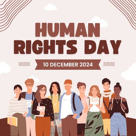 Human Rights Day: Celebrating Unity and Equality | Asha Diaries Illustration of a Diverse Group of Individuals Standing Together to Represent Unity and Equality, with the Text 'Human Rights Day, 10 December 2024' prominently displayed.