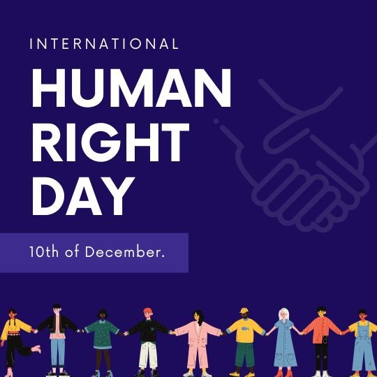International Human Rights Day - Unity and Inclusivity on December 10th | Asha Diaries Illustration Celebrating International Human Rights Day on December 10th, Featuring a Diverse Group of People Holding Hands at the Bottom and a Handshake Symbol in the Background.