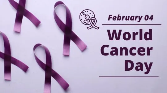 Raising Awareness: World Cancer Day Commemoration | Asha Diaries This Image Shows a Design for World Cancer Day on February 4th, Featuring Multiple Lavender Ribbons Laid out on a White Background. the Ribbons Symbolize Awareness for All Cancers, and There's Text That Highlights the Date, Emphasizing the Global Recognition and Commitment to Cancer Awareness and Advocacy.
