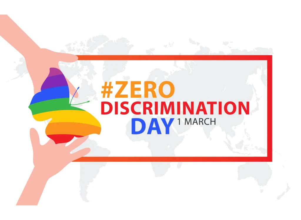 Zero Discrimination Day 1 March - Equality Diversity Awareness Banner | Asha Diaries Zero Discrimination Day 1 March Banner with Hands Holding a Rainbow-colored Butterfly, Symbolizing Equality and Diversity. #zerodiscriminationday.