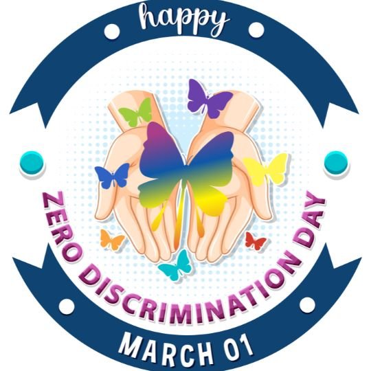 Happy Zero Discrimination Day March 1 - Hands holding a colorful butterfly with vibrant smaller butterflies around, symbolizing equality and diversity.