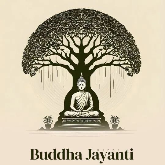 Buddha Jayanti - Buddha Under Bodhi Tree Illustration | Asha Diaries Illustration of Lord Buddha Meditating Under Bodhi Tree for Buddha Jayanti Celebration.