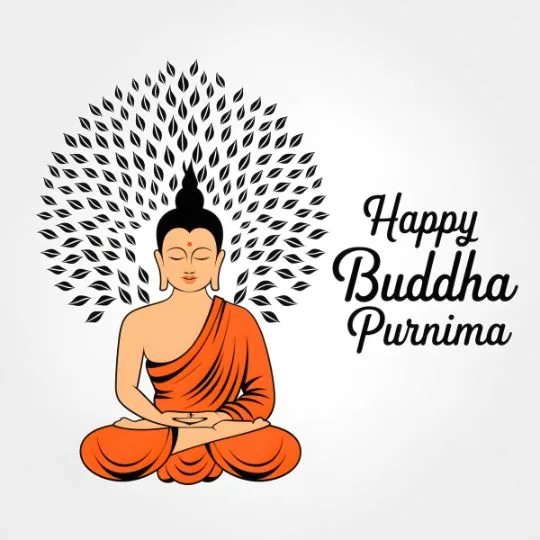Happy Buddha Purnima Meditation Illustration - Lord Buddha Under Bodhi Tree | Asha Diaries Illustration of Lord Buddha Meditating Under Bodhi Tree with "happy Buddha Purnima" Text in Elegant Font.
