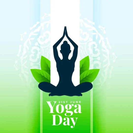 International Yoga Day 21st June - Meditation Pose with Green Leaves and Mandala Background | Asha Diaries Silhouette of a Woman Meditating in Yoga Pose with Green Leaves and Floral Background for International Yoga Day on 21st June.