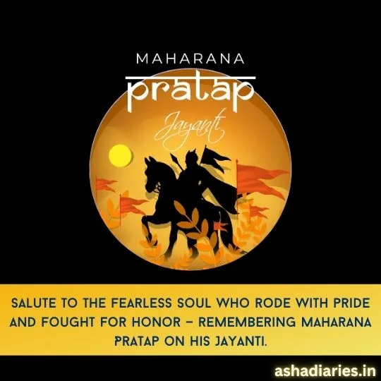 Maharana Pratap Jayanti Warrior Silhouette with Sunset Background | Asha Diaries Maharana Pratap Jayanti Illustration with Warrior Silhouette on Horse, Waving Flags and Sunset Background.