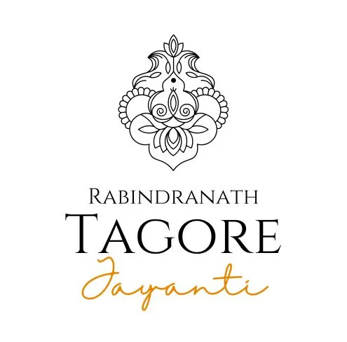 Rabindranath Tagore Jayanti Logo - Elegant Floral Design | Asha Diaries Rabindranath Tagore Jayanti Logo Design with Traditional Indian Floral Artwork and Elegant Text Styling.