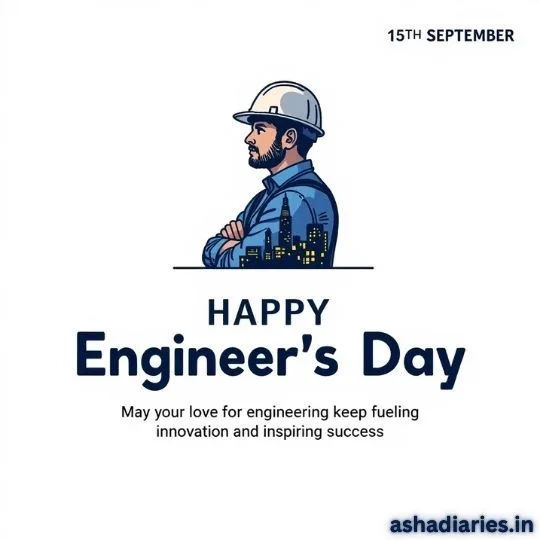 Happy Engineer’s Day wishes – engineer illustration with safety helmet, celebrating innovation and success