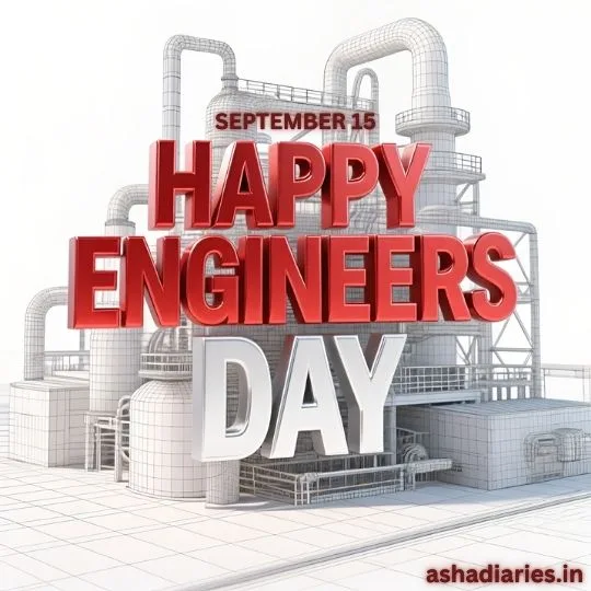 Happy Engineers Day September 15 industrial background with engineering plant design