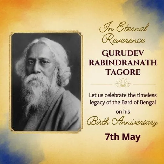 Gurudev Rabindranath Tagore vintage portrait with eternal reverence birth anniversary greeting