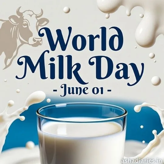 World Milk Day image with fresh milk glass and milk splash design for dairy awareness