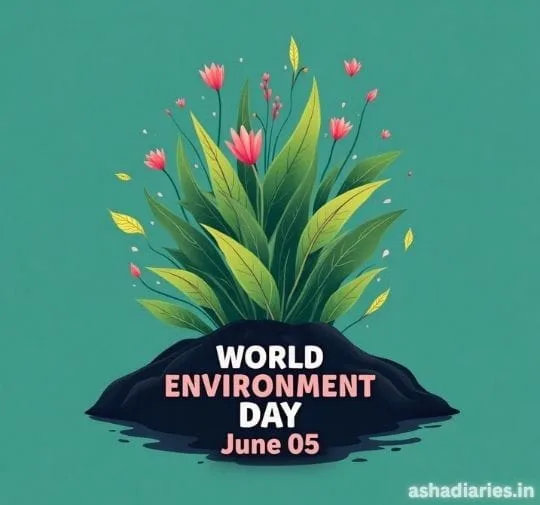 World Environment Day green plant illustration with nature leaves and floral environmental artwork